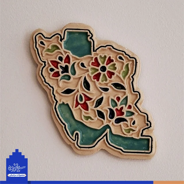 دیوار کوب سـرامیکی / طرح «نقشه ایـران» با تــزیین خَتایی